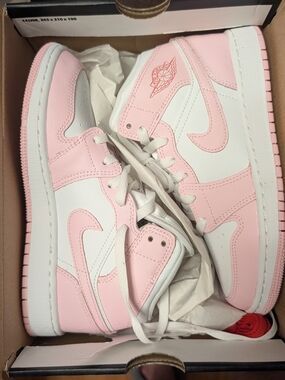 NWT Nike Air Jordans Kids Pink and White High-Top Sneakers